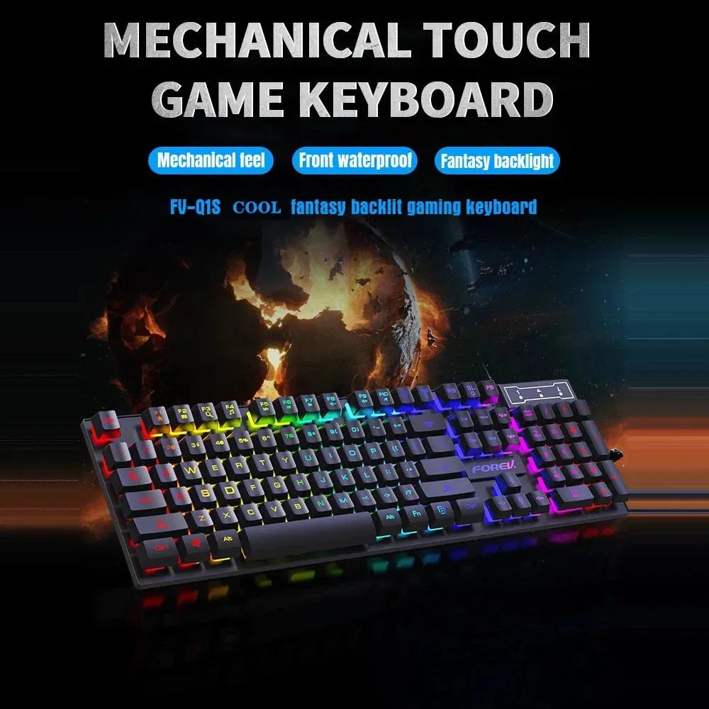 104 key Backlit Mechanical Keyboard Wired Gaming Keyboard waterproof Luminous keyboard And Mouse Set for Gamer PC Laptop Office