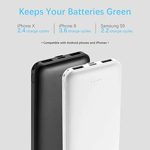 2-Pack Miady 10000mAh Dual USB Portable Charger, Fast Charging