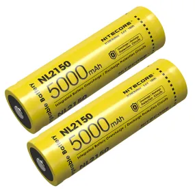 (2-Pack) Nitecore NL2150 5000mAh Rechargeable 21700 Batteries