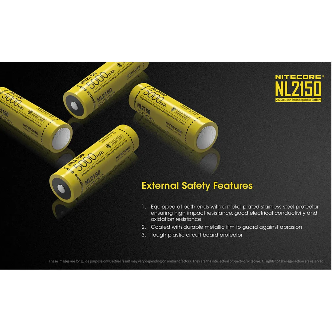 (2-Pack) Nitecore NL2150 5000mAh Rechargeable 21700 Batteries