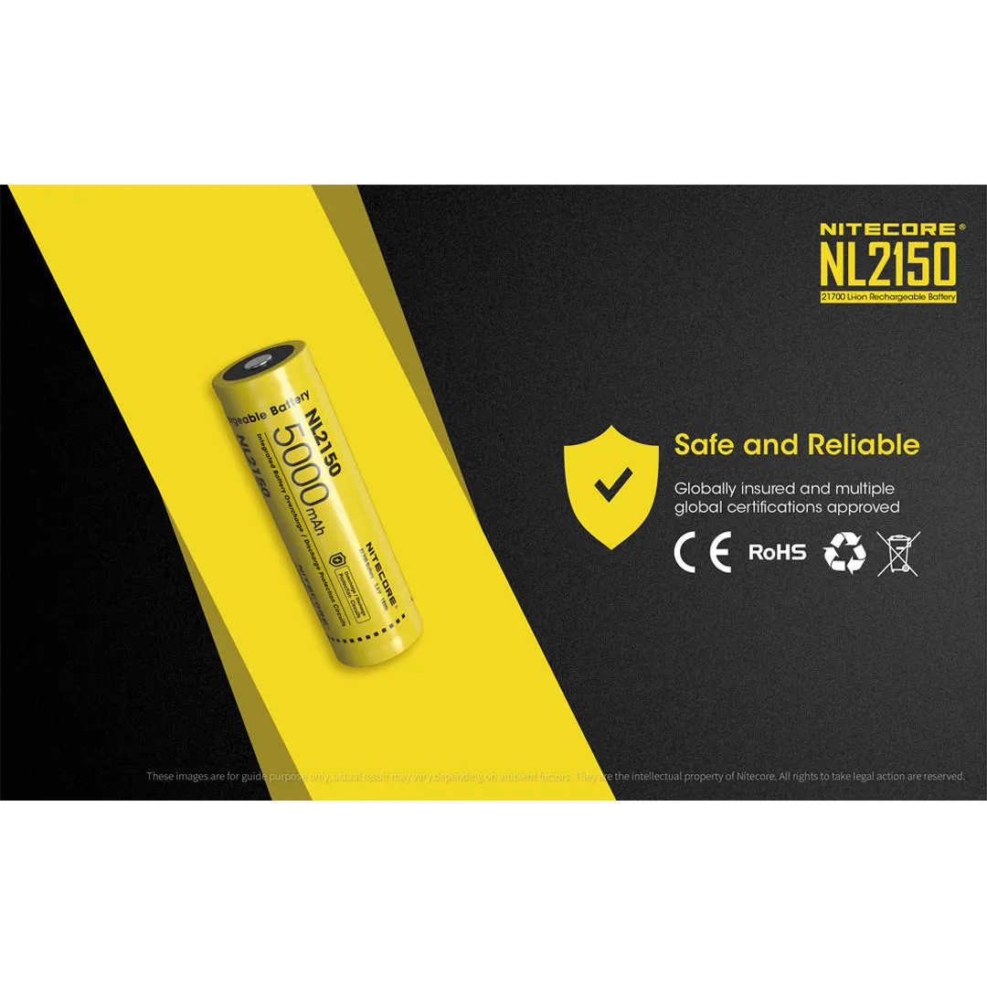 (2-Pack) Nitecore NL2150 5000mAh Rechargeable 21700 Batteries