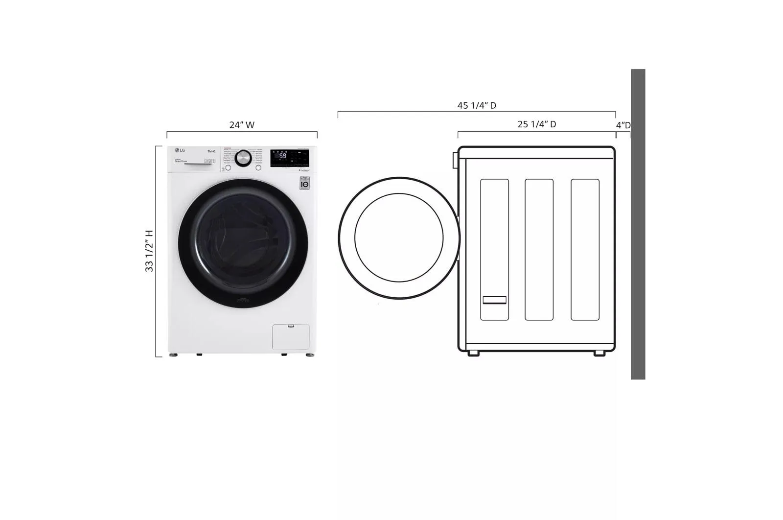 2.4 cu.ft. Smart wi-fi Enabled Compact Front Load Washer with Built-In Intelligence - (WM1455HWA)