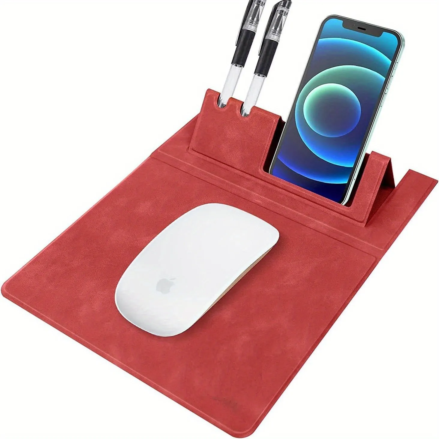 3-in-1 Multi-Functional Mouse Pad With Phone Holder, Ultra Smooth PU Leather Mouse Pad With Non-Slip Base