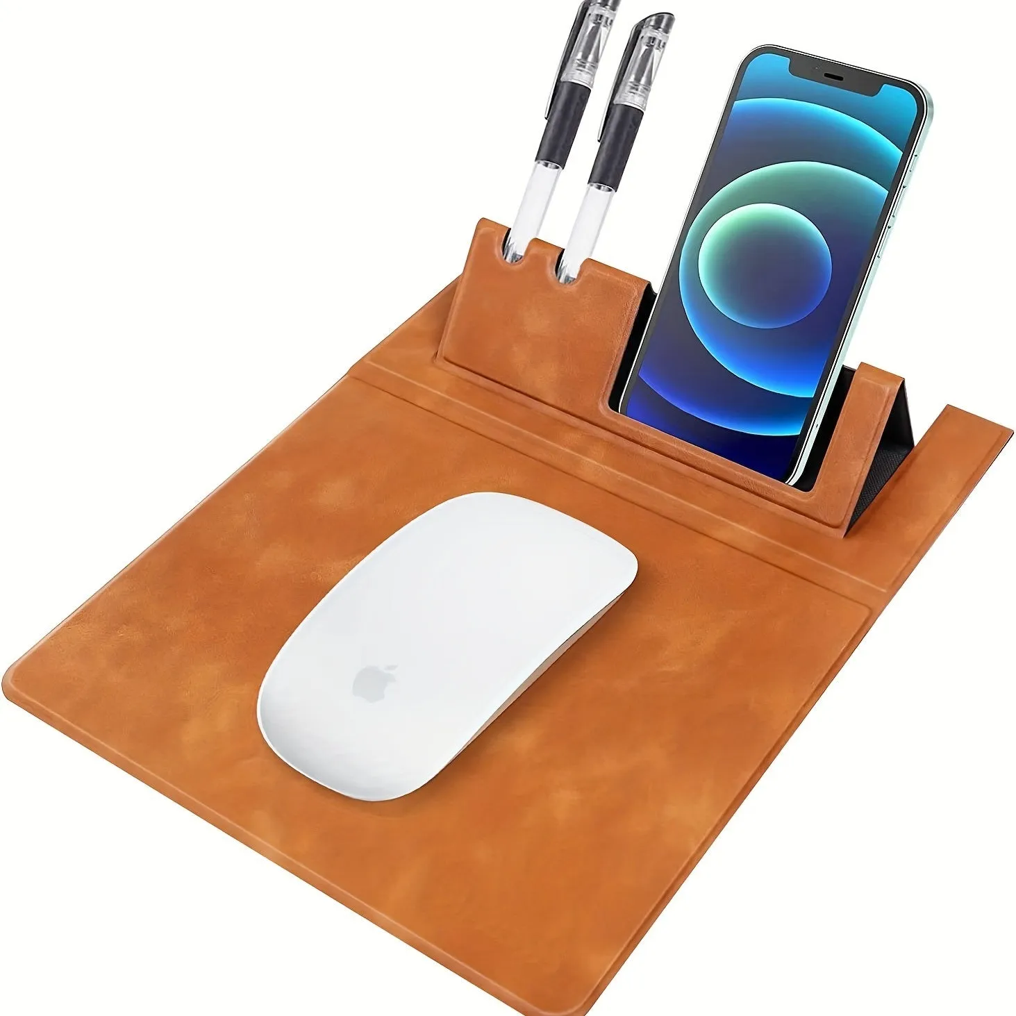 3-in-1 Multi-Functional Mouse Pad With Phone Holder, Ultra Smooth PU Leather Mouse Pad With Non-Slip Base