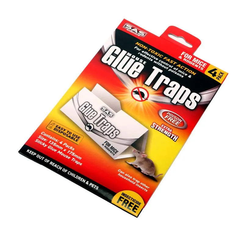 4 Pack White & Clear Mouse Glue Trap - 13.5cm x 17.5cm