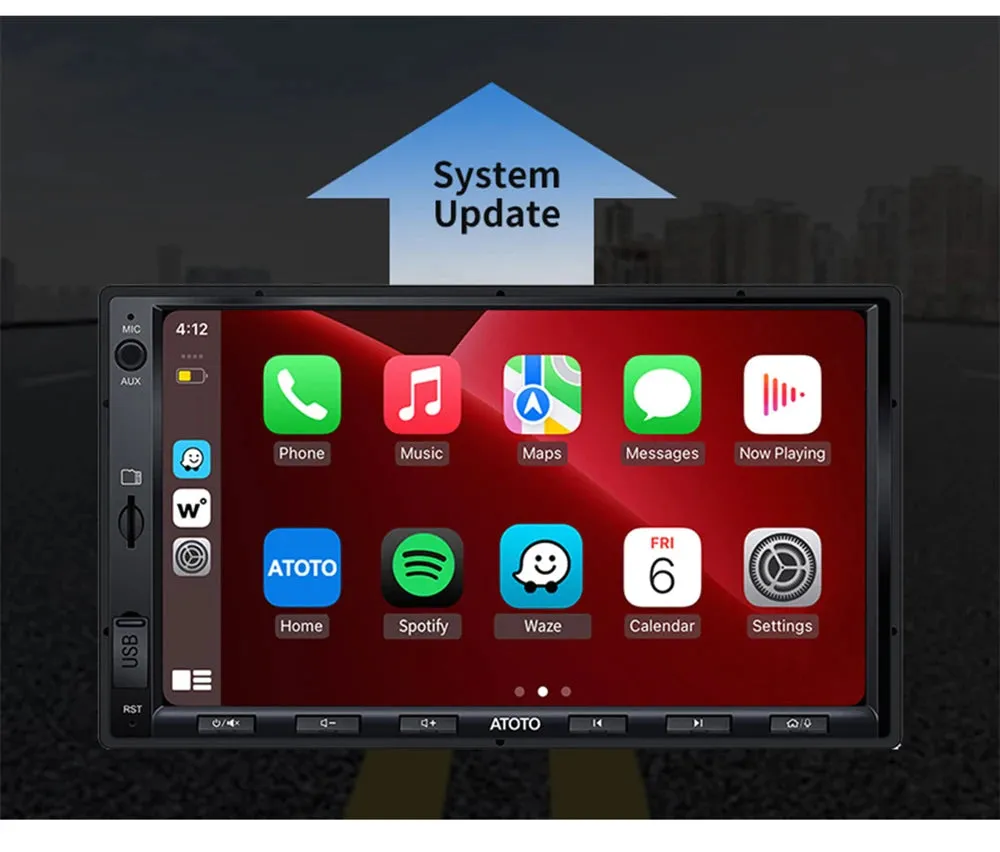 7" Double Din Car Stereo with Wireless CarPlay & Android Auto Display