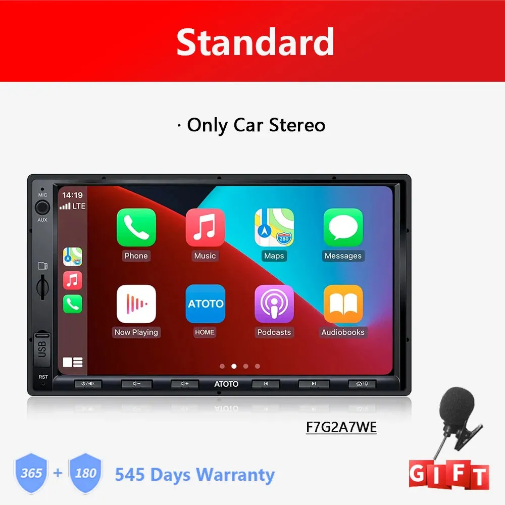 7" Double Din Car Stereo with Wireless CarPlay & Android Auto Display