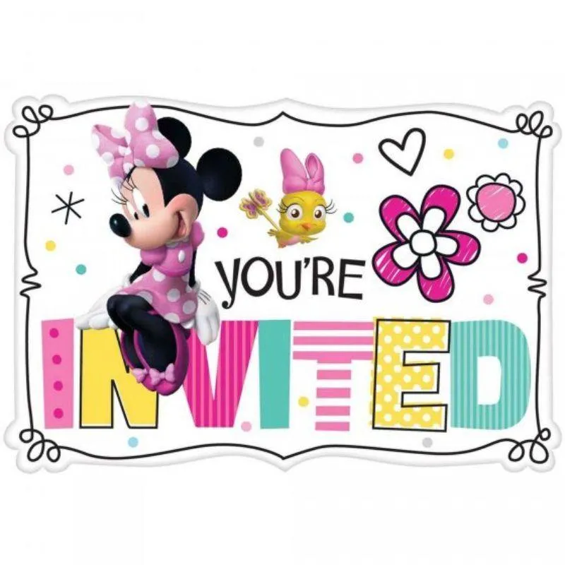 8 Pack Minnie Mouse Happy Helpers Postcard Invitations - 11cm