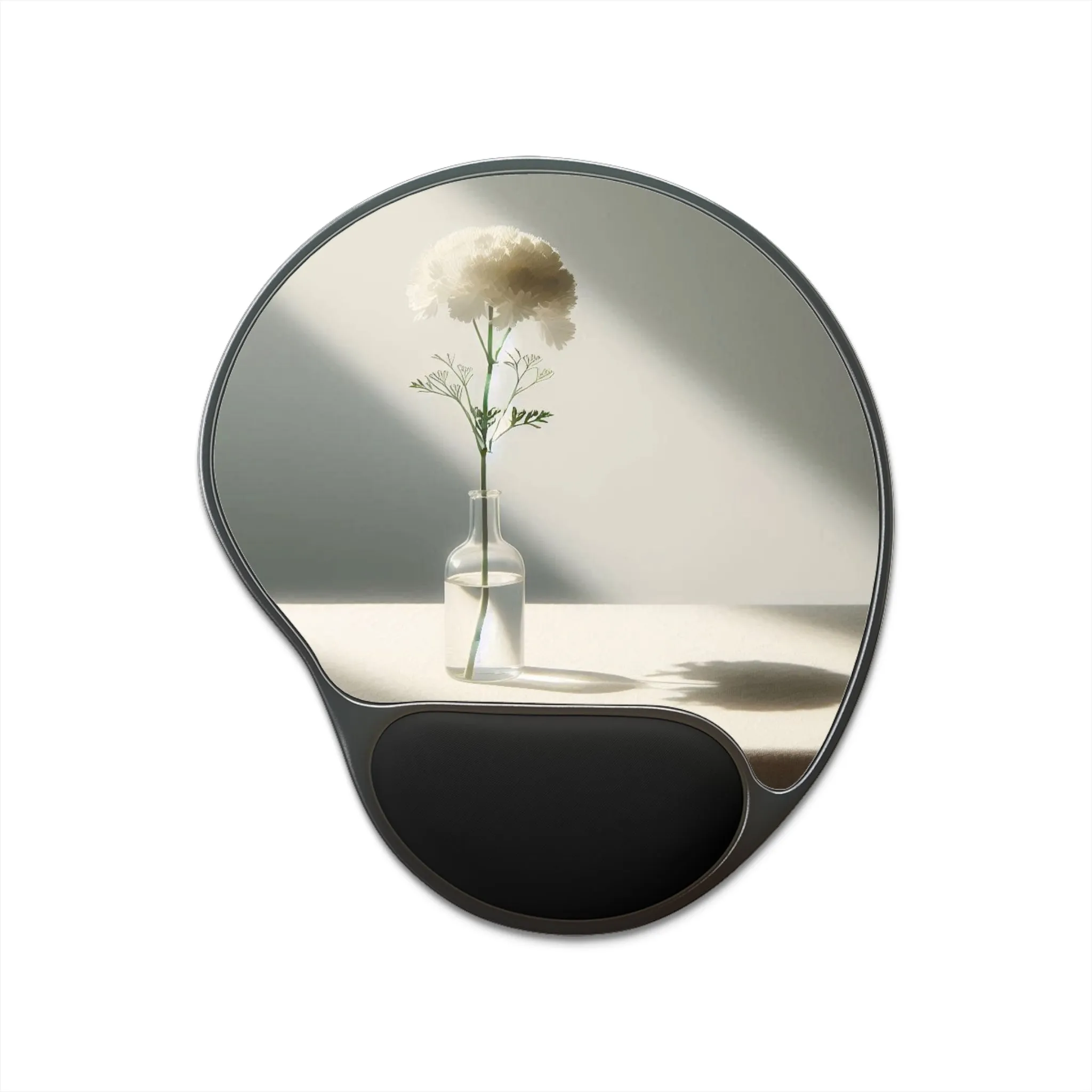 A white flower in a vase Mouse Pad With Wrist Rest