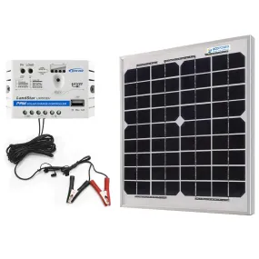 ACOPower 10W 12V Solar Charger Kit Including 5A Charge Controller with Alligator Clips