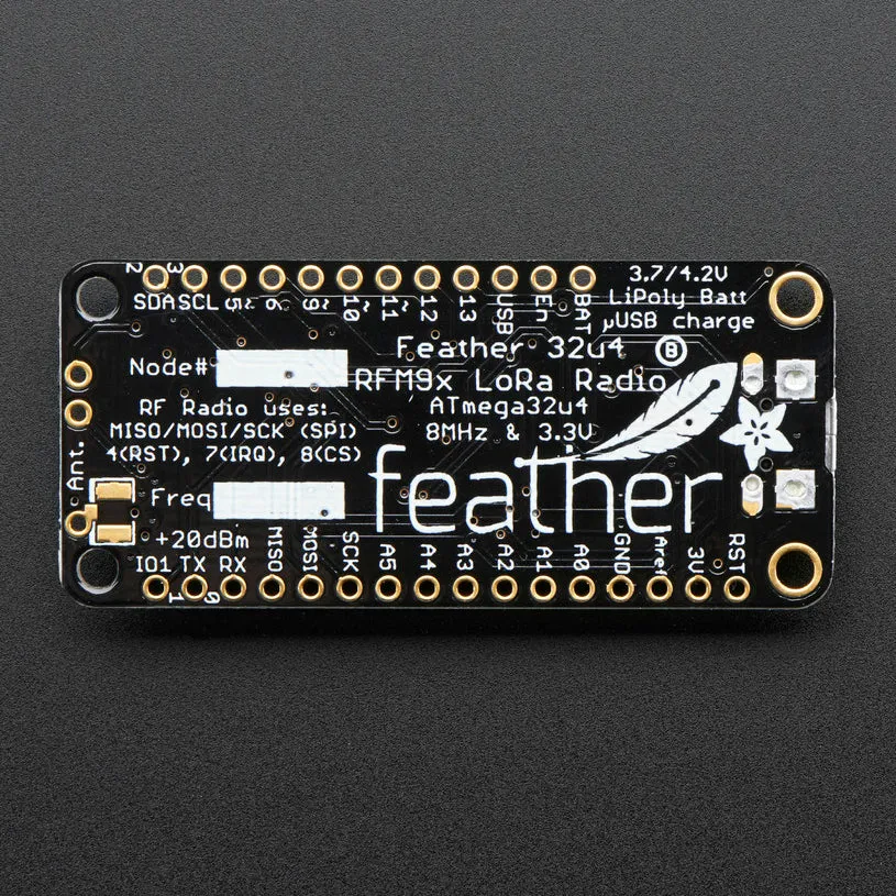 Adafruit Feather 32u4 RFM95 LoRa Radio- 868 or 915 MHz - RadioFruit