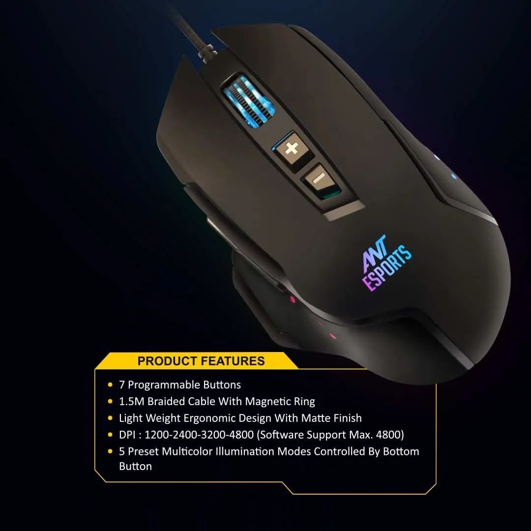 ANT ESPORTS GM300 BLACK GAMING MOUSE