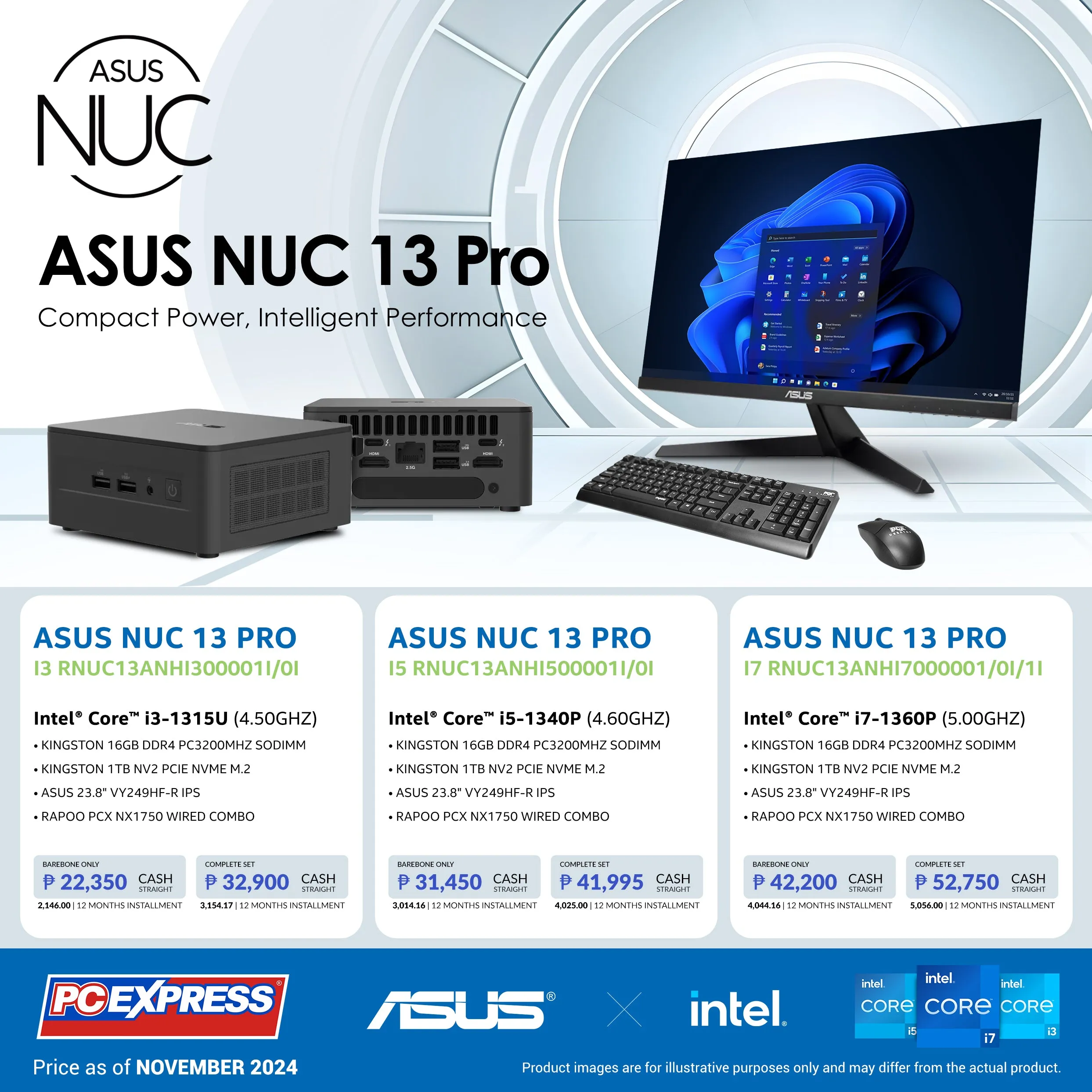 ASUS NUC 13 Pro (RNUC13ANHI700001/0I/1I) Intel® Core™ i7 Mini Desktop (Asus Monitor)