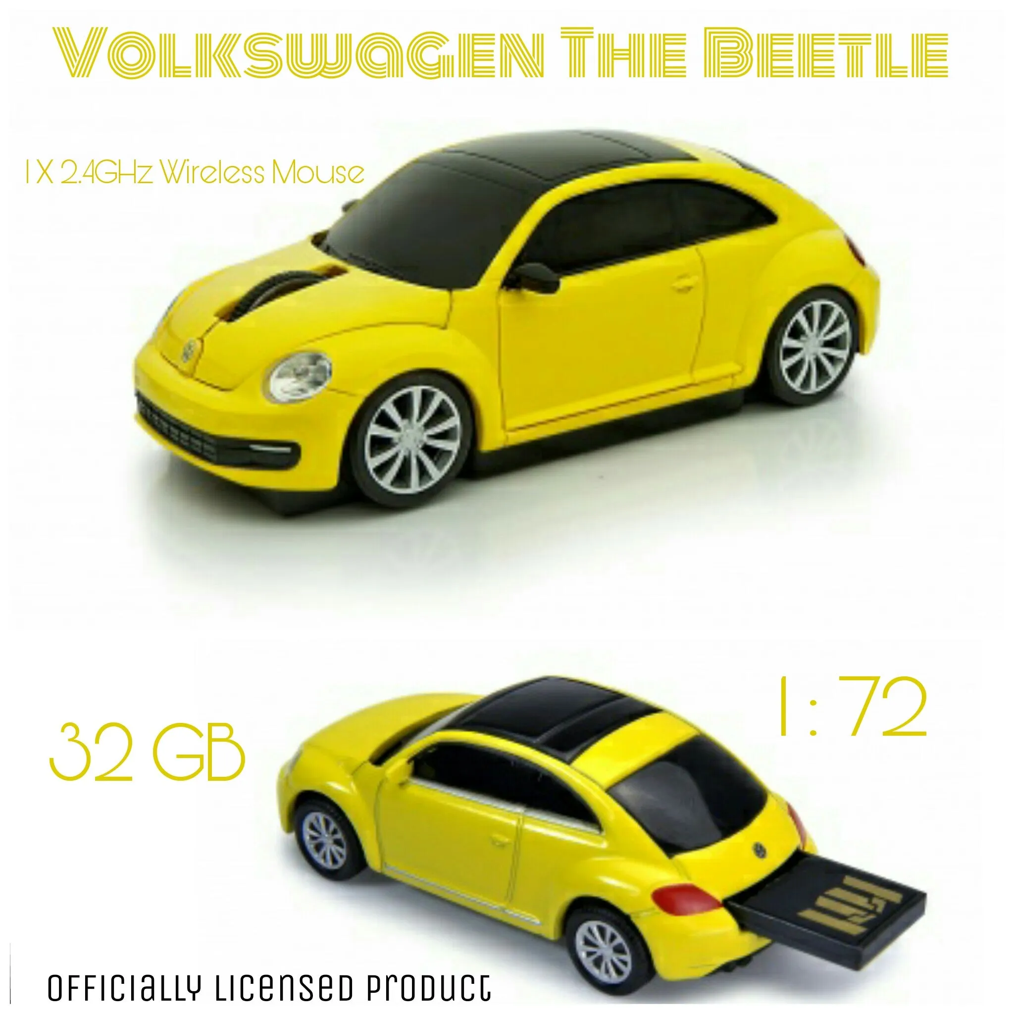 AutoDrive VW The Beetle2.4 GHZ Wireless Mouse   16GB USB Combo