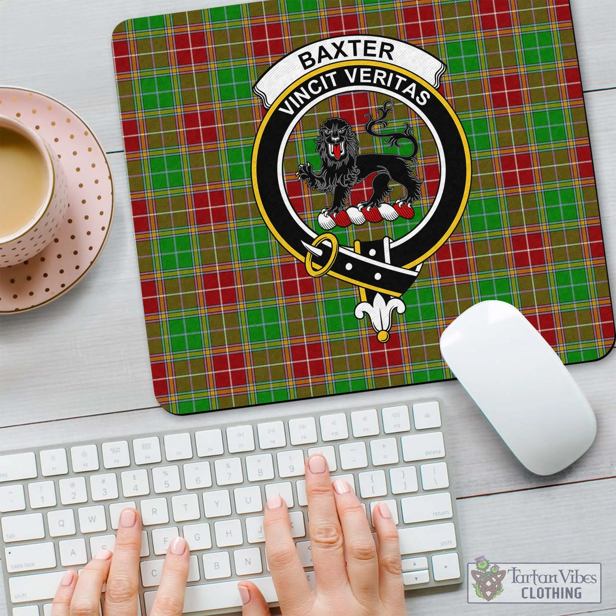 Baxter Modern Tartan Mouse Pad with Family Crest