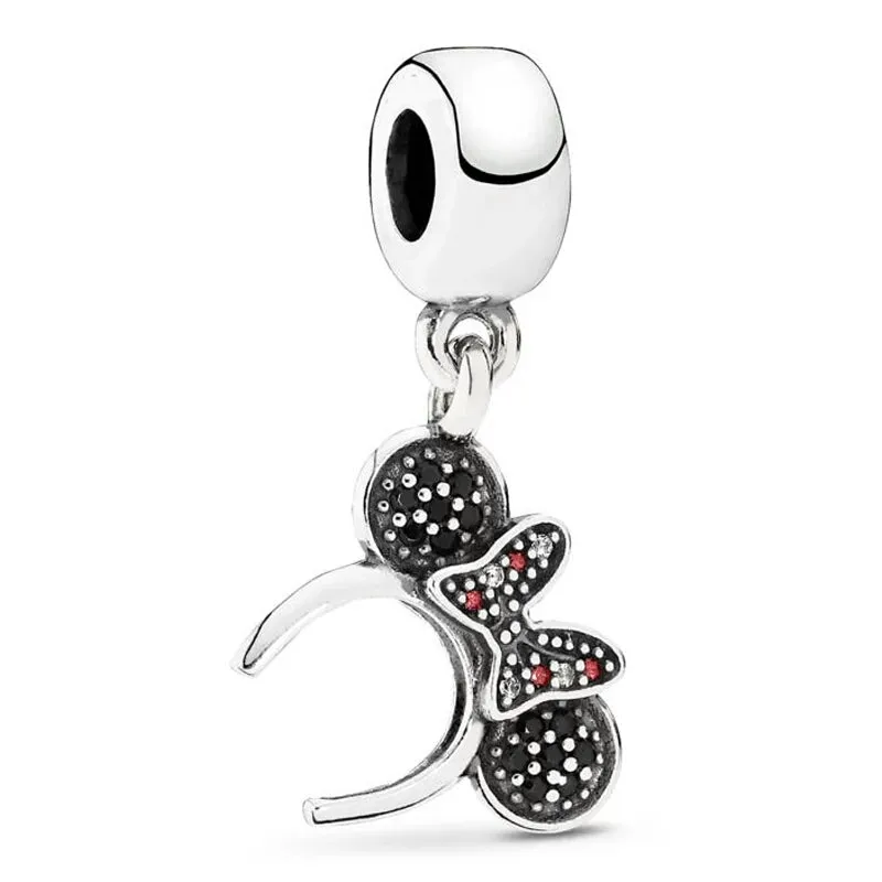 Black CZ Minnie Mouse Headband Dangle Charm