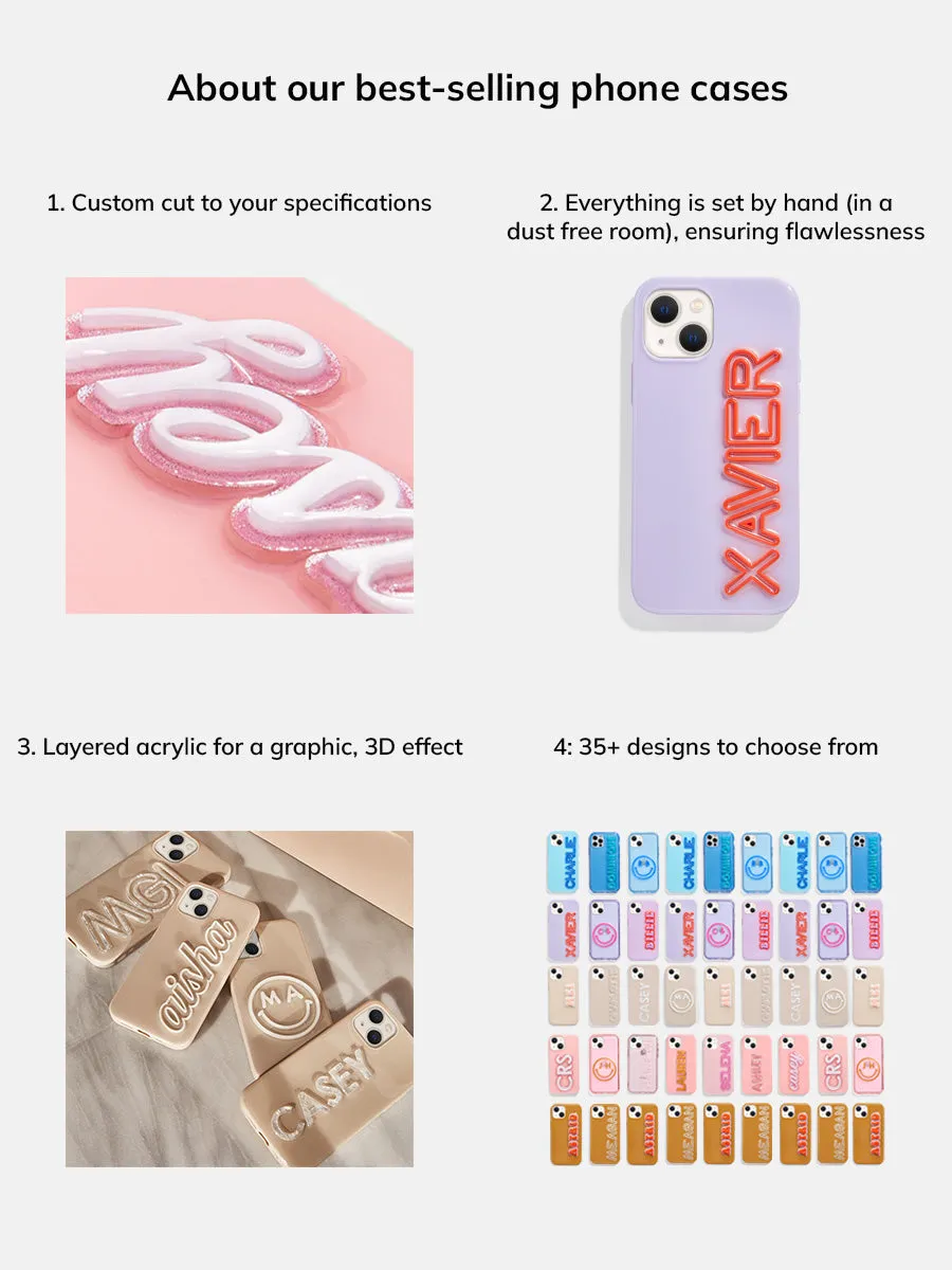 Block Font Custom iPhone Case - Blush/Mother of Pearl