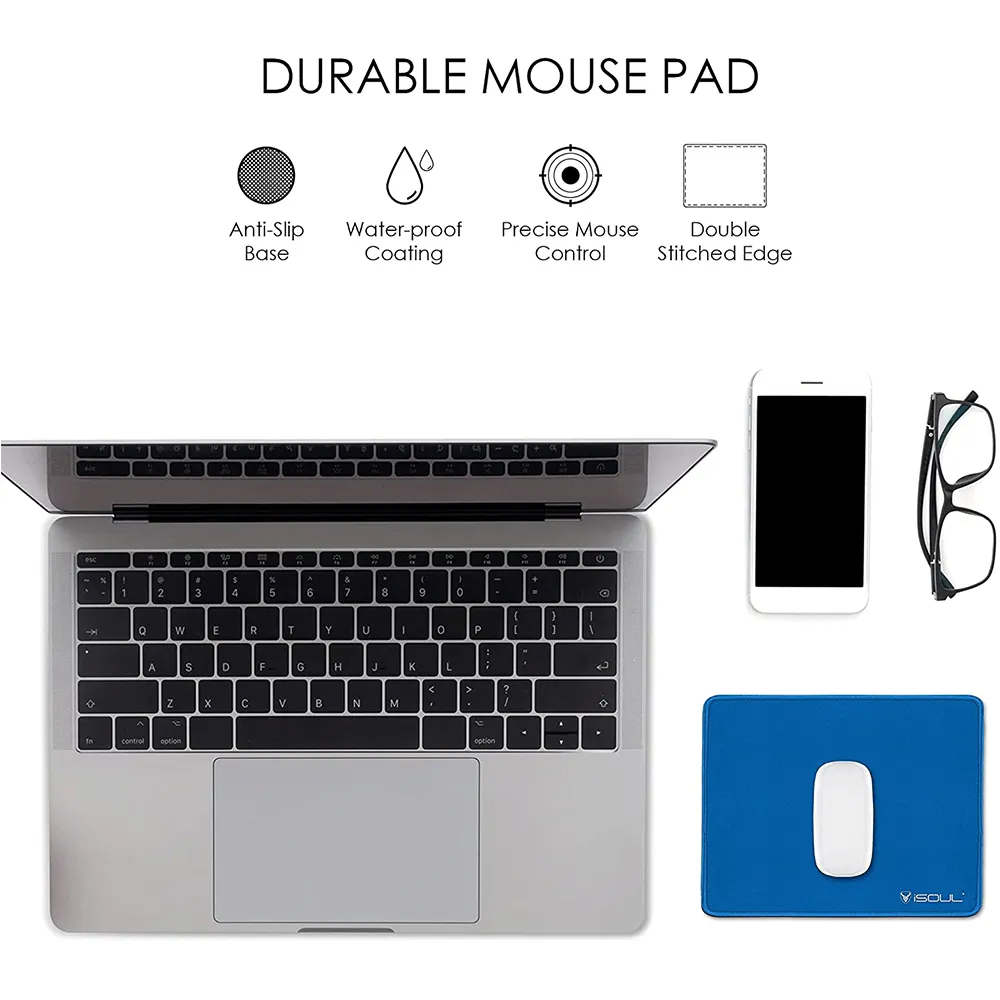 Blue Soft Neoprene Washable Mouse Pad for Office and Home Use