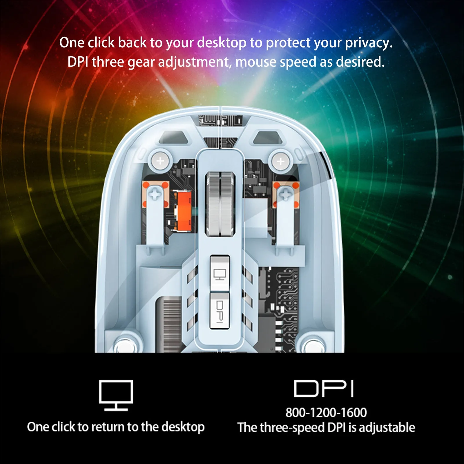 Bluetooth Wireless Mouse | Transparent Magnetic Mouse Triple Mode | Orange