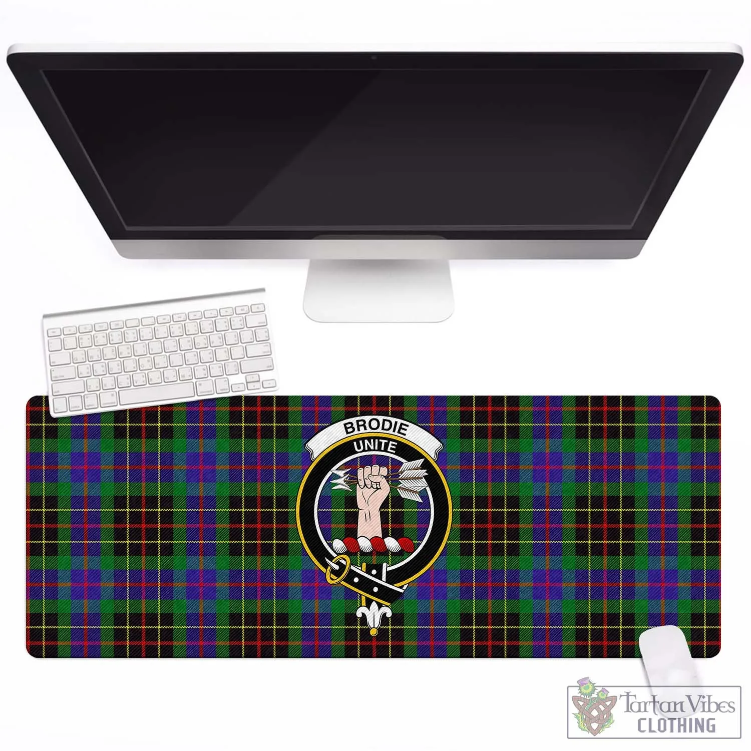 Brodie Hunting Modern Tartan Mouse Pad with Family Crest