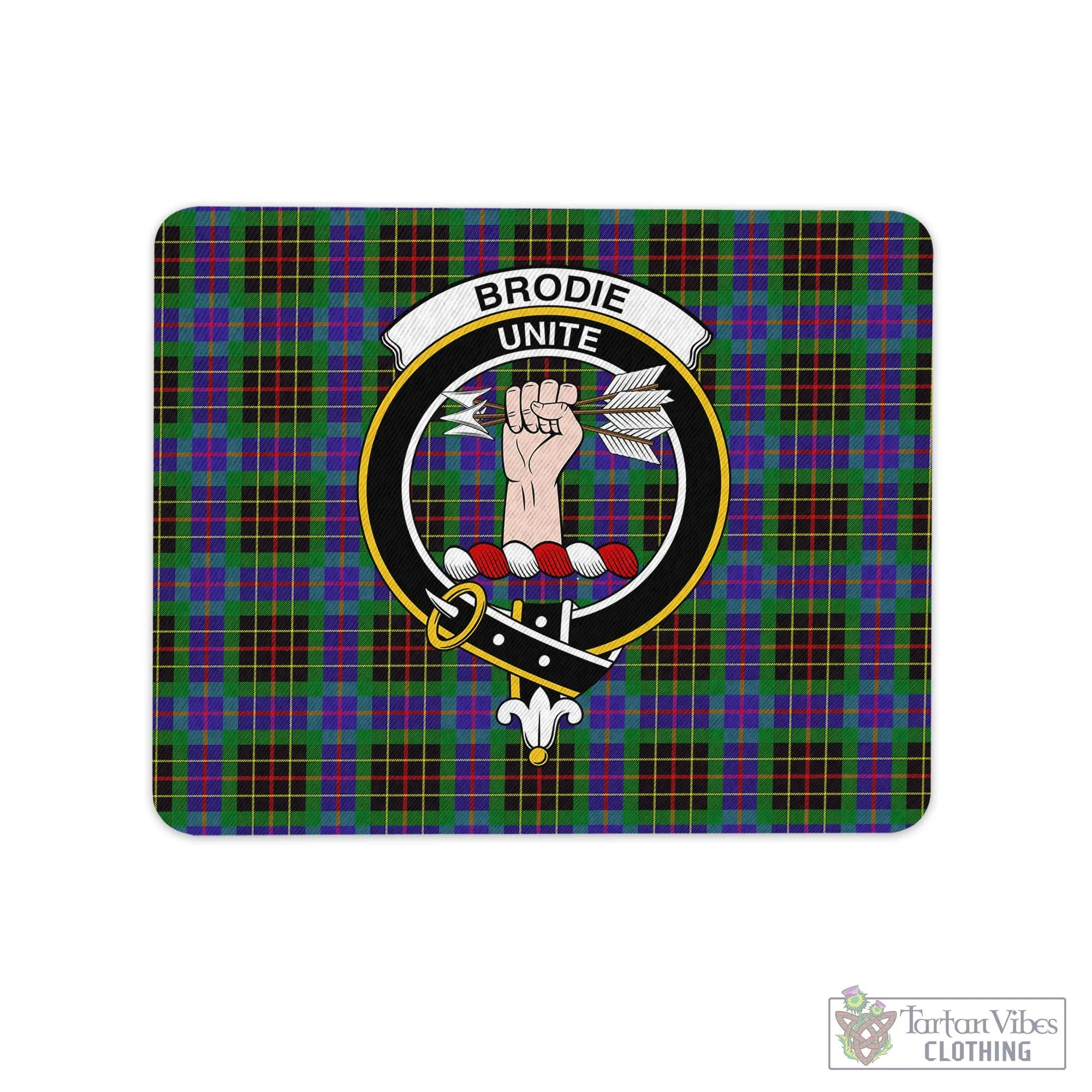 Brodie Hunting Modern Tartan Mouse Pad with Family Crest