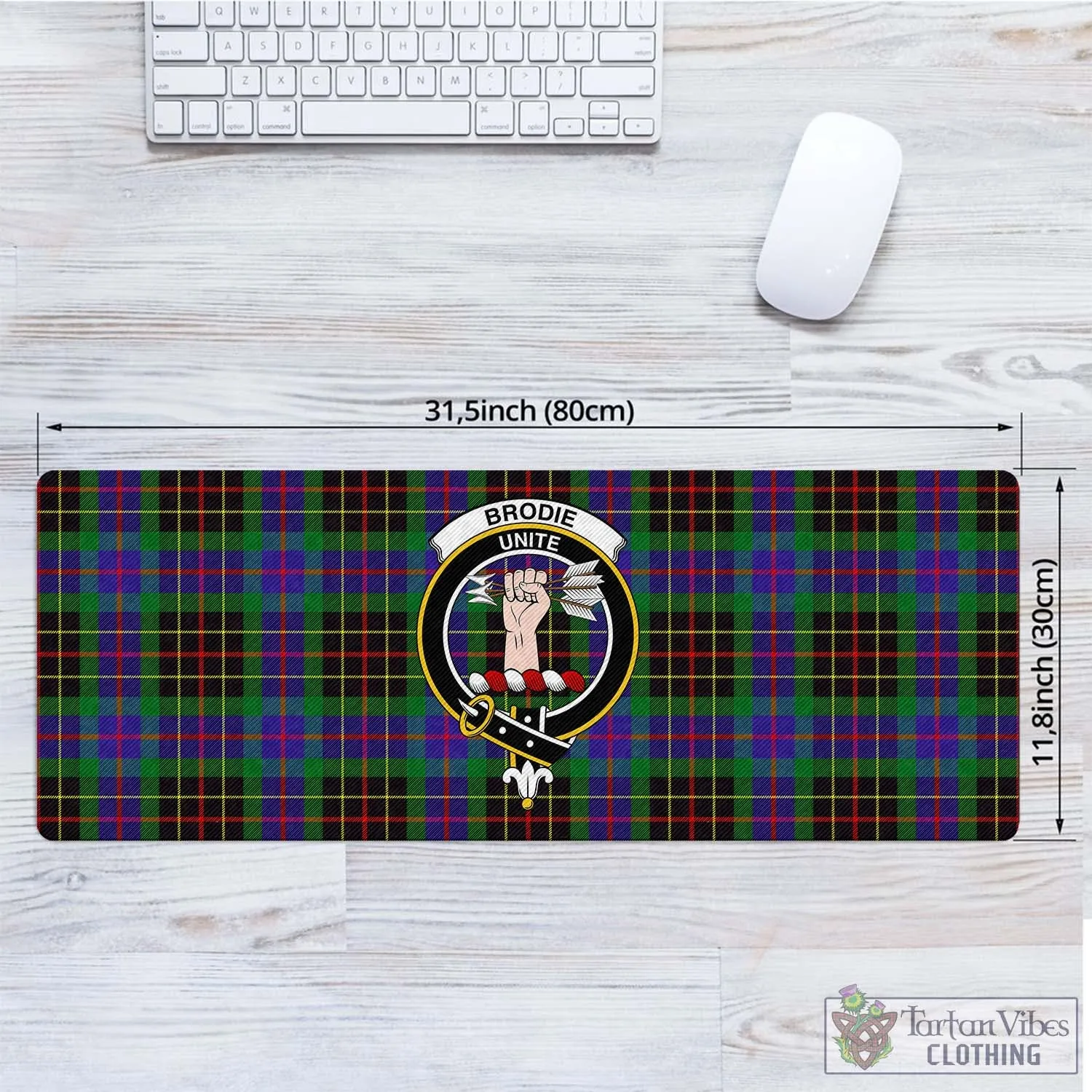 Brodie Hunting Modern Tartan Mouse Pad with Family Crest