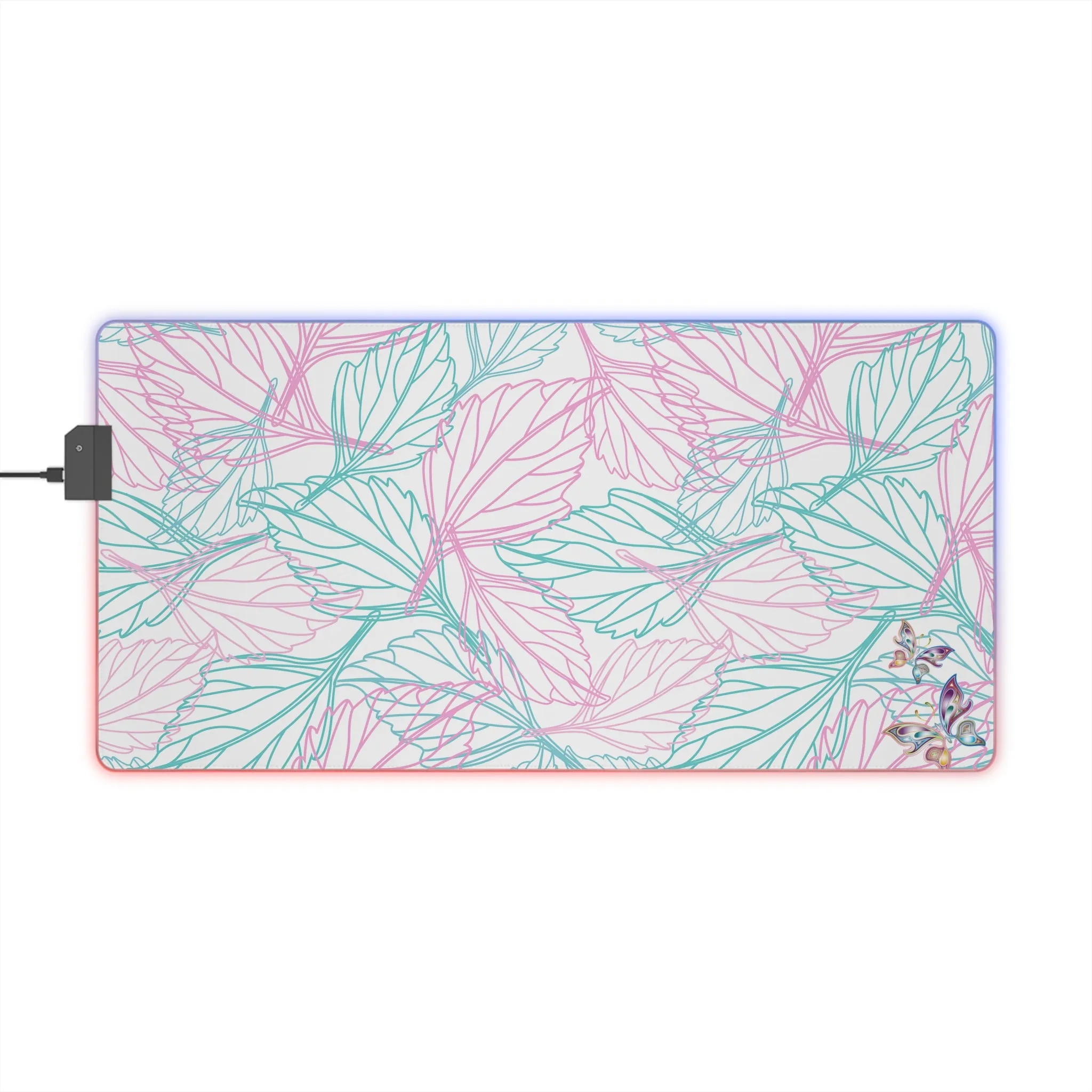 Butterflies and Leaves Wireless Charging LED Gaming Mouse Pad