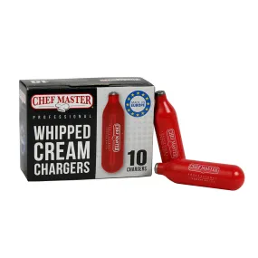 Chef Master Professional Whipped Cream Chargers Nitrous Oxide Canisters 10 Pack