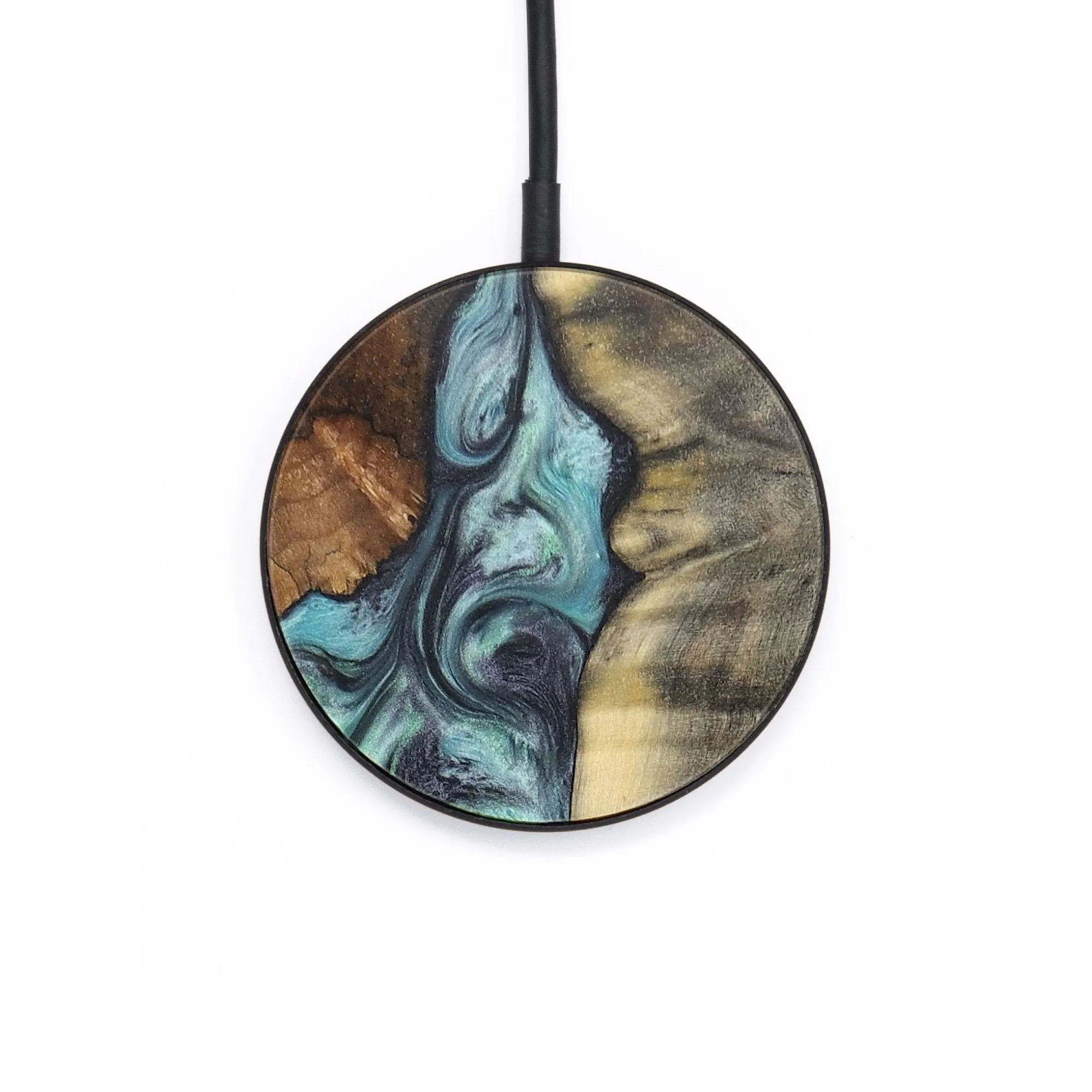 Circle Wood Resin Wireless Charger - Amanda (Green, 722947)