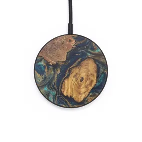 Circle Wood Resin Wireless Charger - Brock (Teal & Gold, 718523)