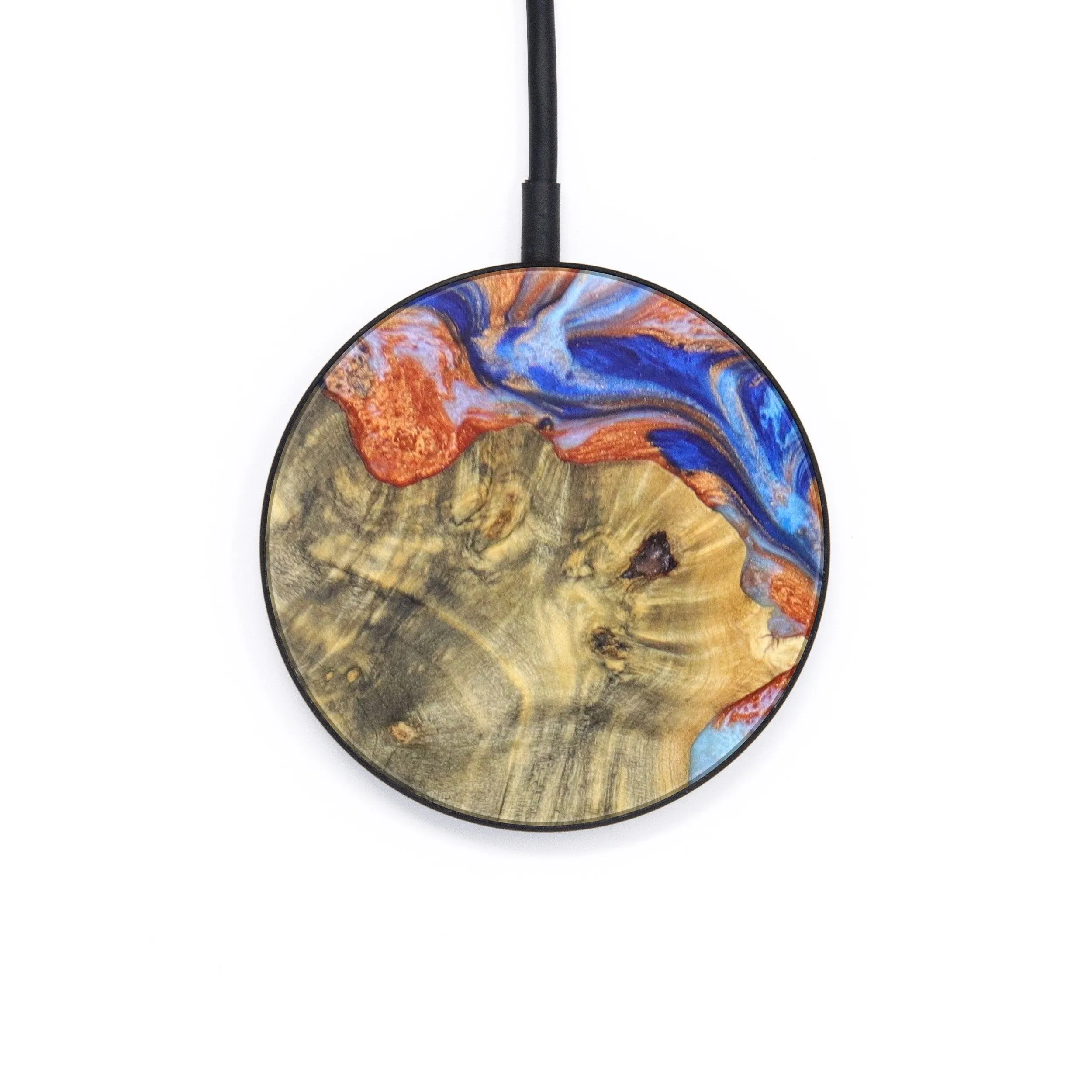 Circle Wood Resin Wireless Charger - Caitlynn (Blue, 624217)