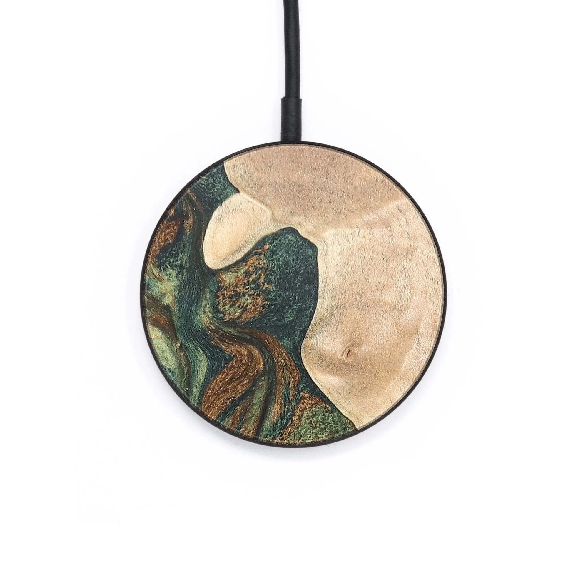 Circle Wood Resin Wireless Charger - Carl (Green, 665653)