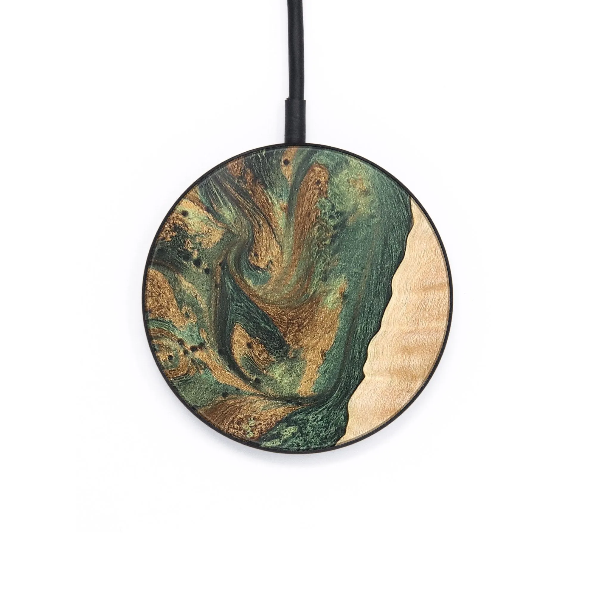 Circle Wood Resin Wireless Charger - Danny (Green, 665662)