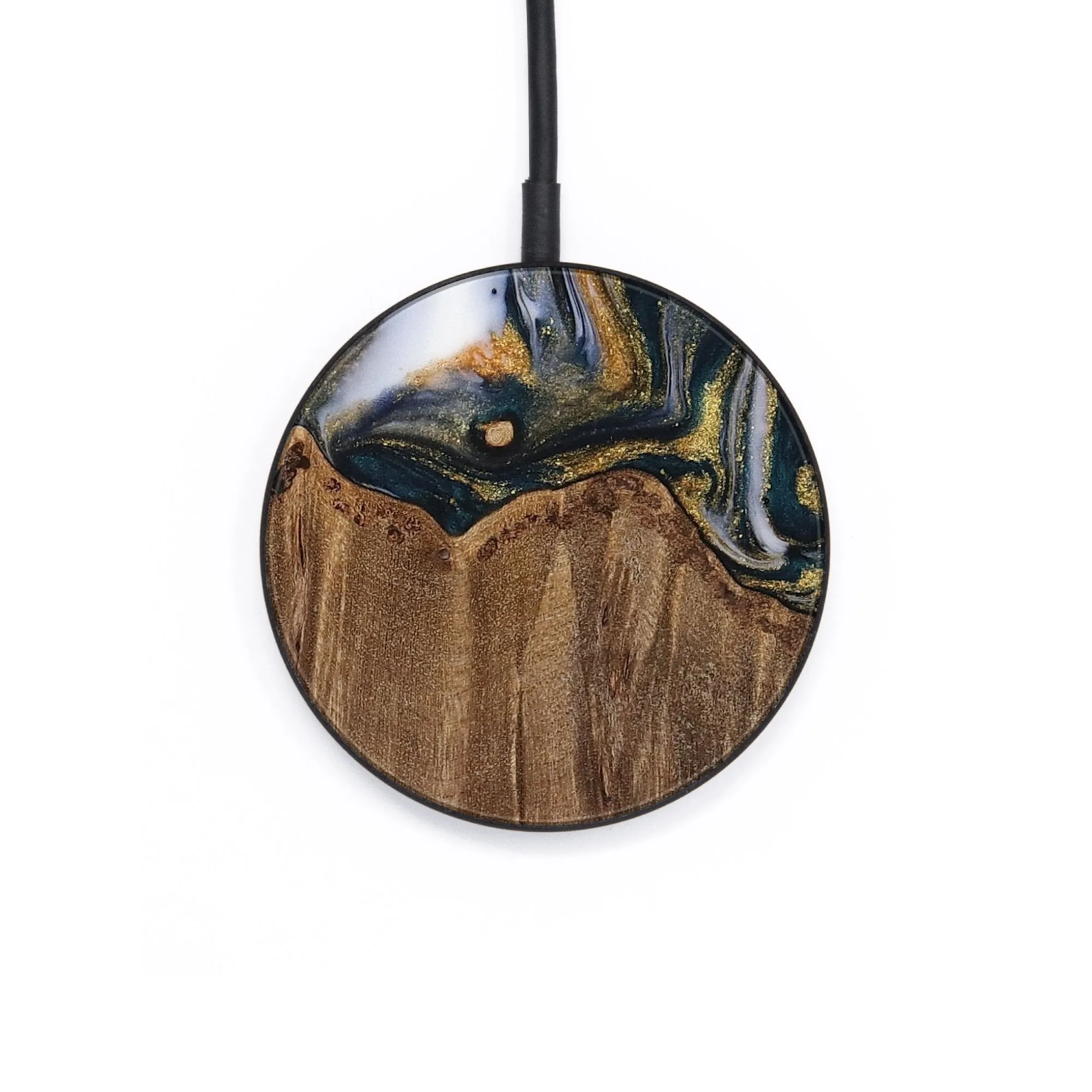 Circle Wood Wireless Charger - Marlo (Teal & Gold, 729540)