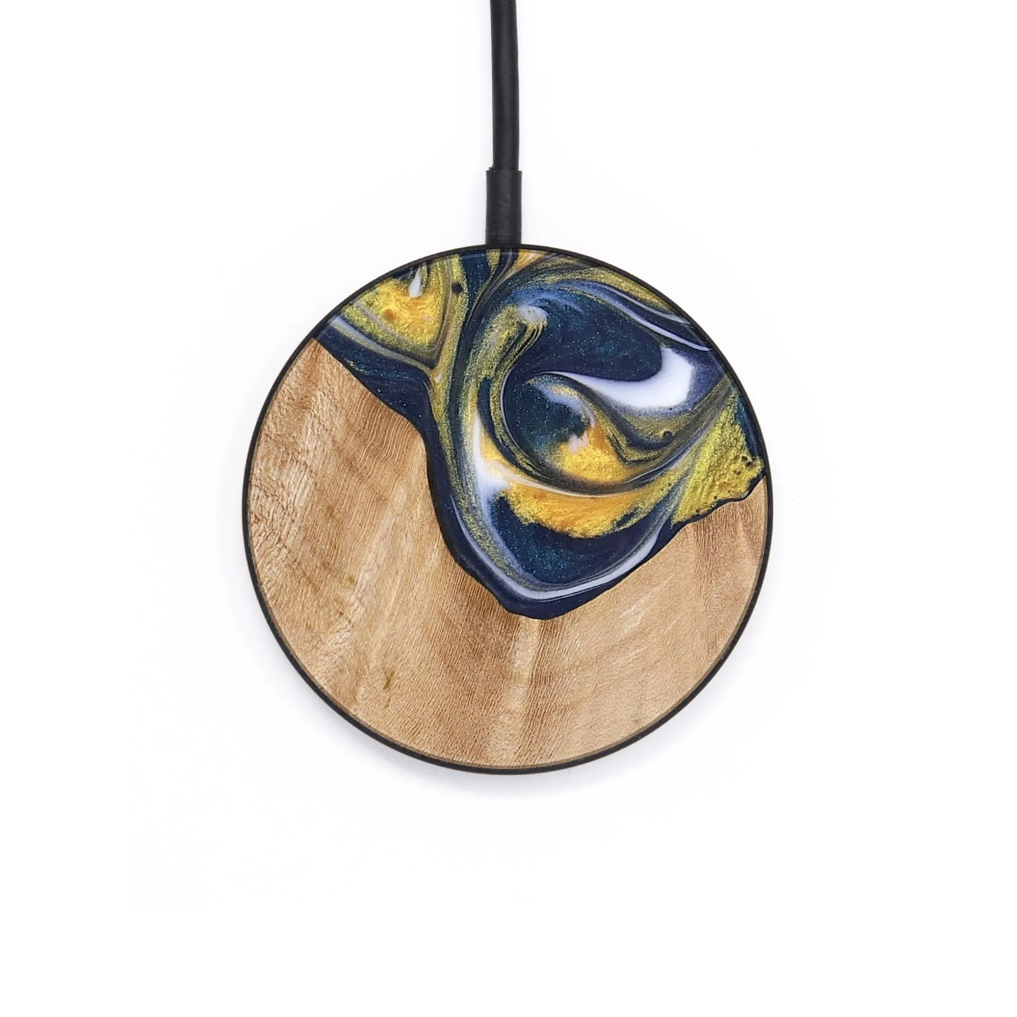 Circle Wood Wireless Charger - Saied (Teal & Gold, 736995)