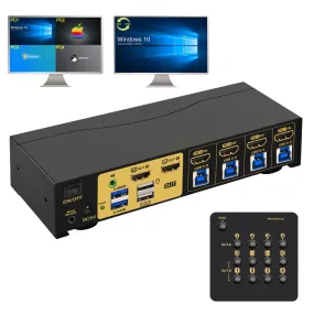 CKL USB 3.0 Multi-View HDMI KVM Switch 4K@30Hz for 4 Computers 2 Monitors, Supports Quad   Single View, Matrix, PIP and Versatile Display Options, CKL-42MVKVM