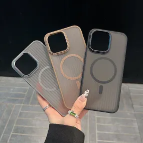 Corrugated Pattern Magnetic Wireless Charge Phone Case - iPhone 15 Pro