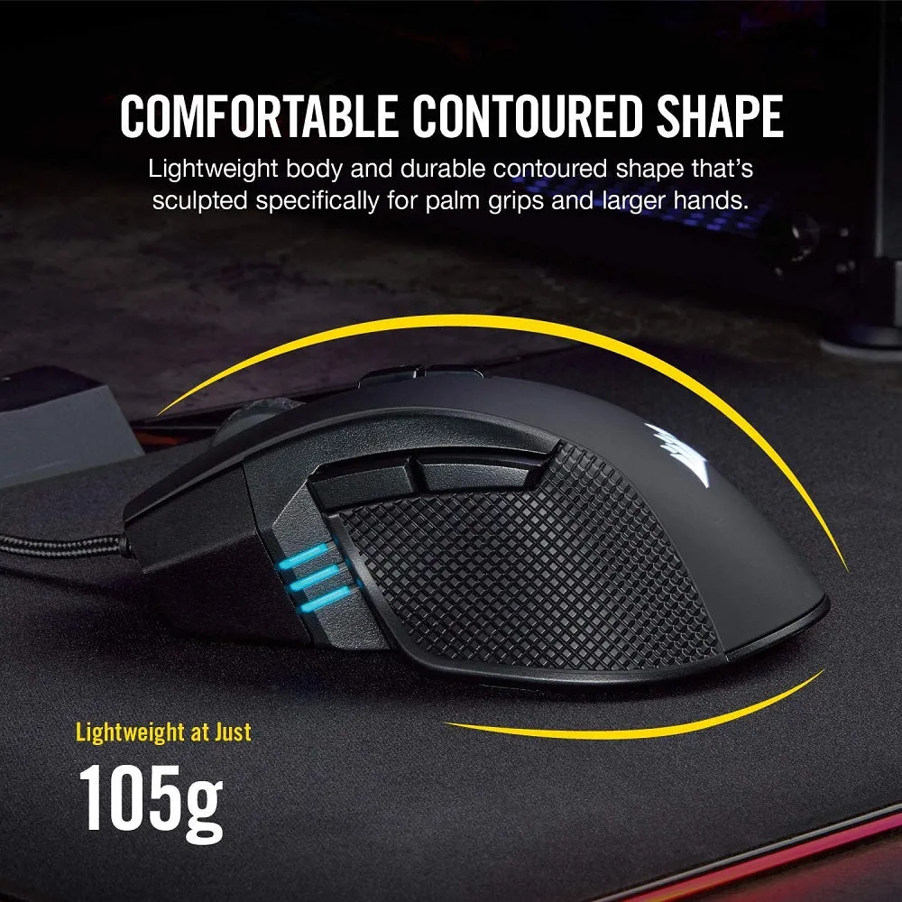 Corsair Mouse Ironclaw RGB - FPS and MOBA Gaming Mouse - 18,000 DPI Optical Sensor - Backlit RGB LED, Black