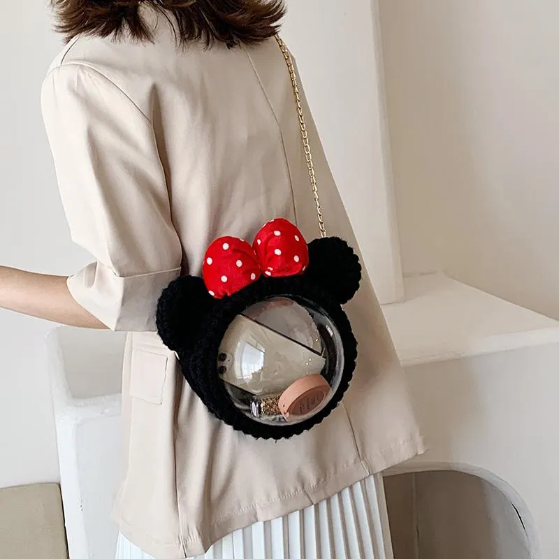 Cute Minnie Mouse Crochet Backpack Minnie Mouse Crochet Shoulder Bag for Girl Minnie Mouse Crochet Crossbody Purse