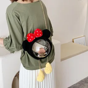 Cute Minnie Mouse Crochet Backpack Minnie Mouse Crochet Shoulder Bag for Girl Minnie Mouse Crochet Crossbody Purse