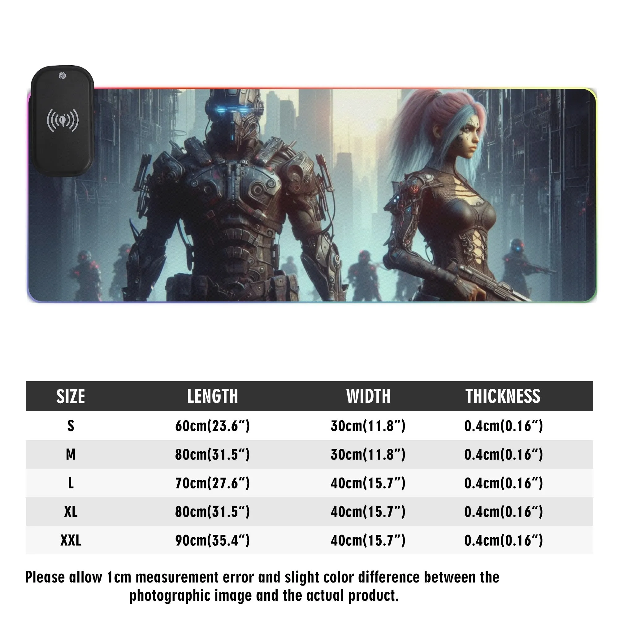 Cyber Warriors Charging Rubber RGB Gaming Desk Mouse Pad