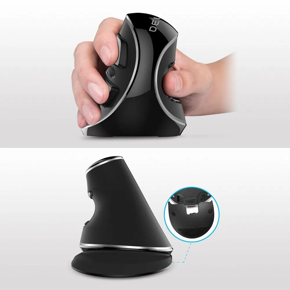 Delux M618 Plus Ergonomic Vertical Mouse: Larger Size 6 Buttons 2.4Ghz Wireless 1600DPI with Removable Palm Rest