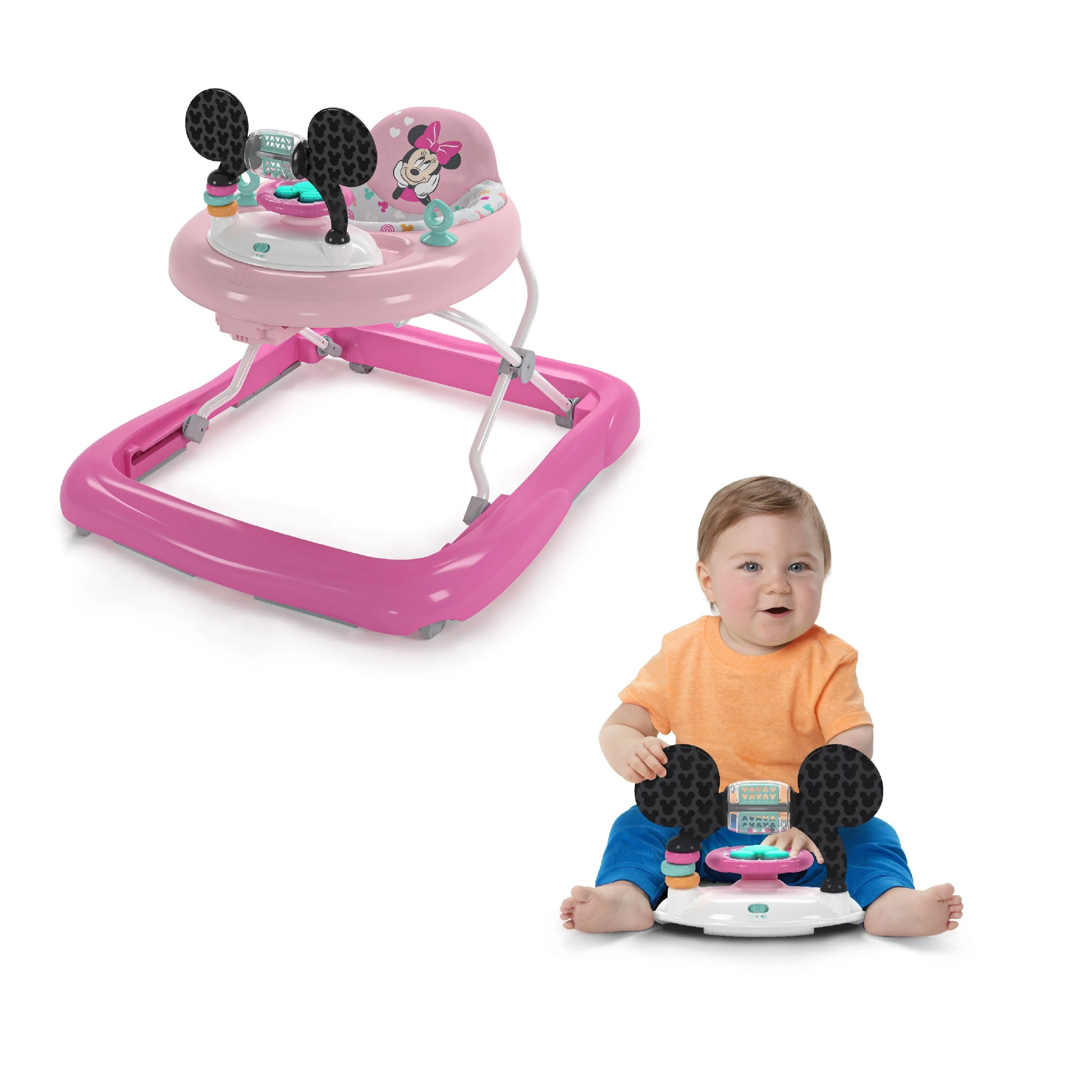 Disney Baby MINNIE MOUSE Tiny Trek Walker, Forever Besties, 2-in-1 Walker by Bright Starts