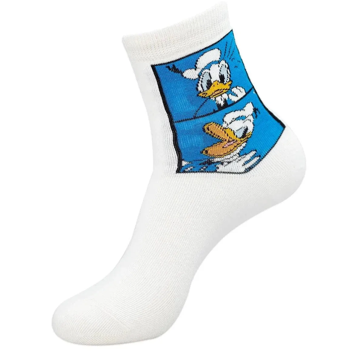 Disney Mickey & Donald High Ankle Socks For Women -Black White