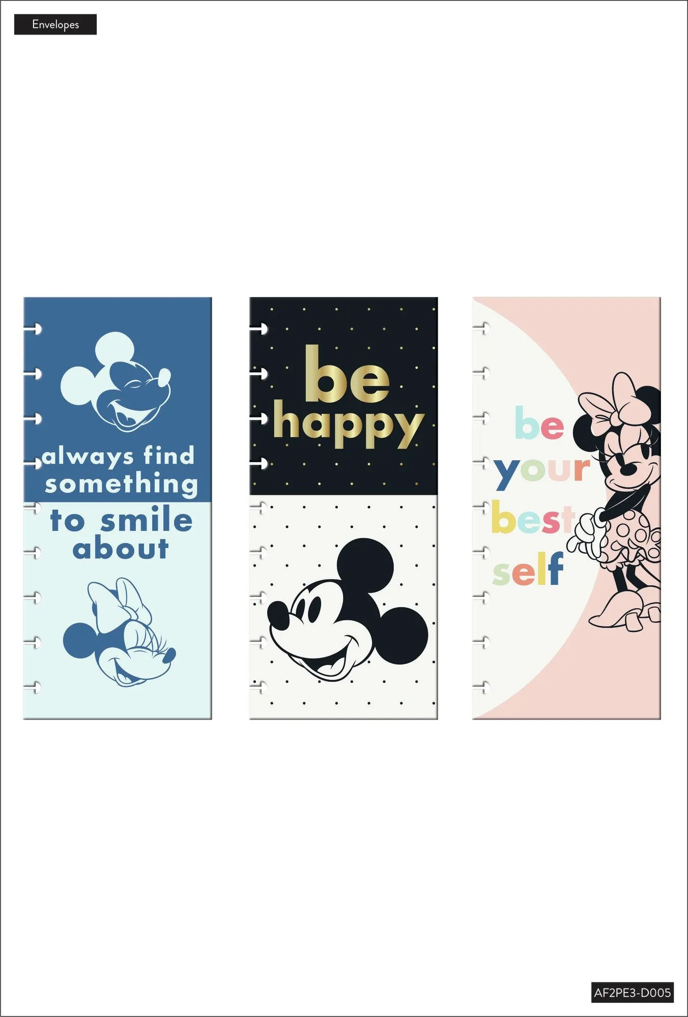 Disney© Mickey Mouse & Minnie Mouse Colorblock Snap In Envelopes - 3 Pack