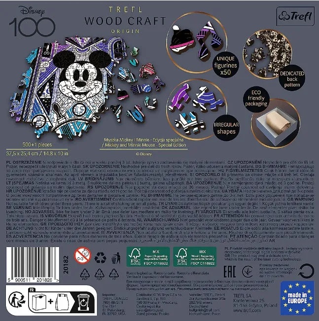 Disney's Mickey & Minnie Mouse - Wood Craft 500  1 Piece Wooden Puzzle