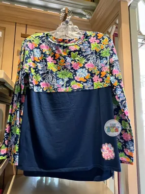 DLR/WDW - Disney x Lilly Pulitzer - Mickey & Minnie Aegean Navy Finn Long Sleeve Top