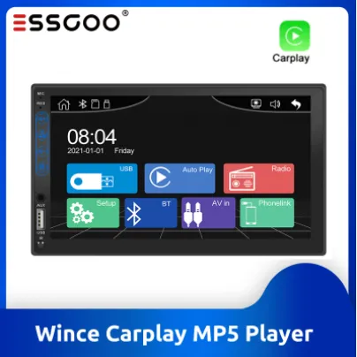 ESSGOO 2din Car Stereo Radio Apple Carplay Radio Android Auto Car Radio Bluetooth FM Radios For Universal 7'' Radio Player