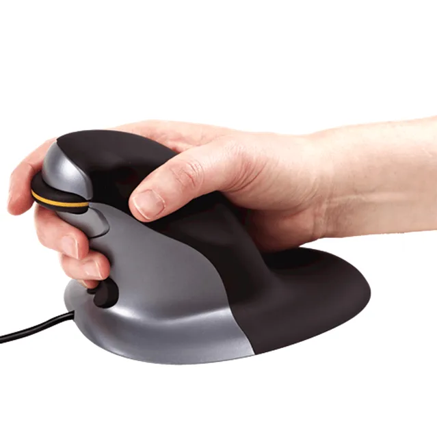 Fellowes Penguin Ambidextrous Vertical Mouse Wired Small Black/Grey