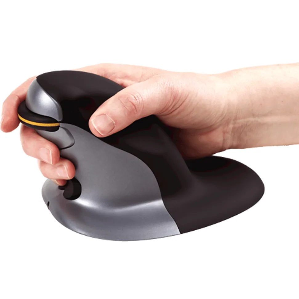 Fellowes Penguin Ambidextrous Vertical Mouse Wireless Large Black/Grey